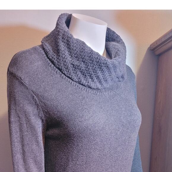 Calvin Klein Periwinkle Cowl Neck Sweater Dress Med Bodycon Knit Quietlux - Picture 2 of 8